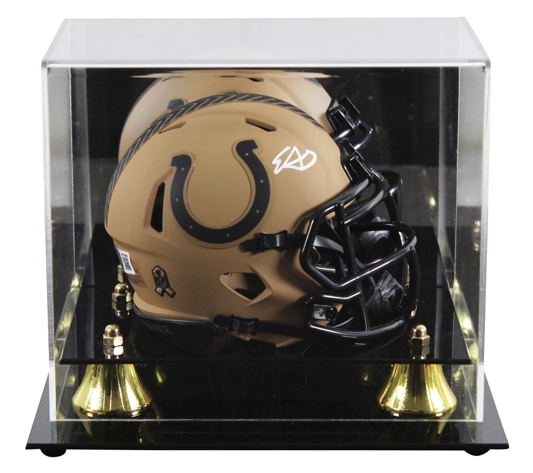 Edgerrin James Signed Colts Salute To Service Mini Helmet BAS Authenticated: Edgerrin James Signed Colts Salute To Service Mini Helmet BAS Authenticated Celebrate the legacy of Edgerrin James with this original Indianapolis Colts Salute To Service II Speed Mini Helmet. Persona