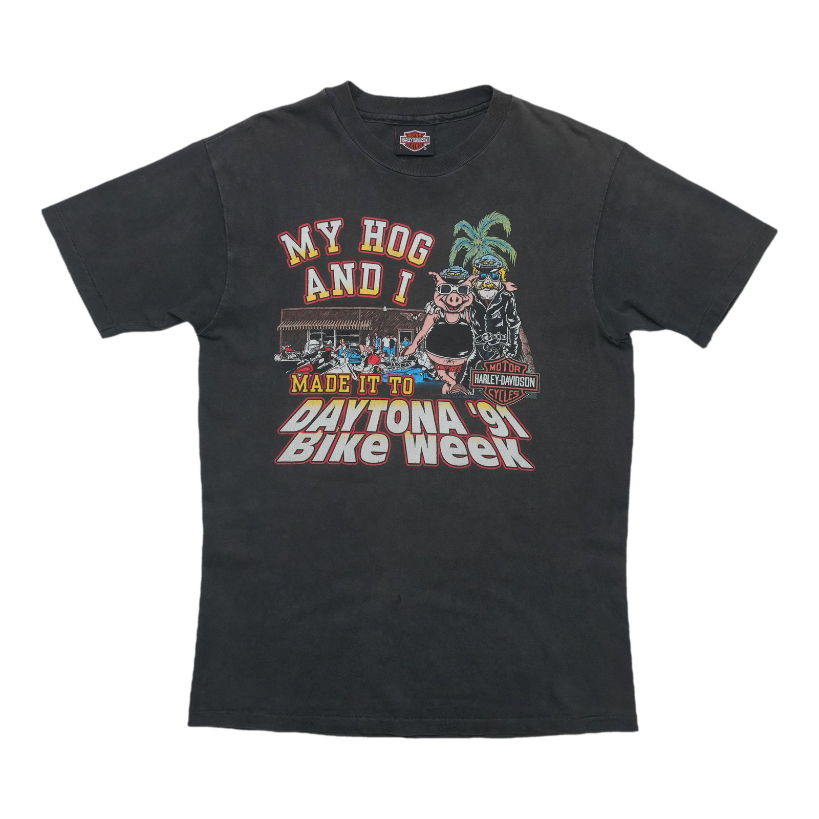 Vintage 1991 Harley Davidson Daytona Bike Week Hog Shirt Large Black (1 of 7)
