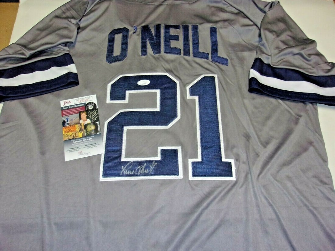 Signed Paul O'Neill New York Yankees Jersey with JSA COA Authentication: Signed Paul O'Neill New York Yankees Jersey with JSA COA Authentication This pre-owned grey New York Yankees jersey has been signed by Paul O'Neill, commemorating the team's World Series championship 