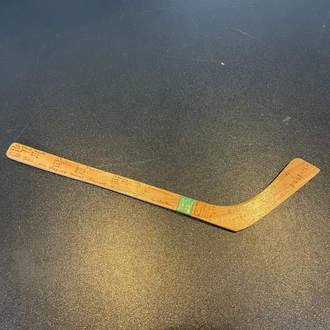 Omaha Knights 1941-42 Team Signed Mini Stick With Johnny Holota AHA Champs (1 of 12)