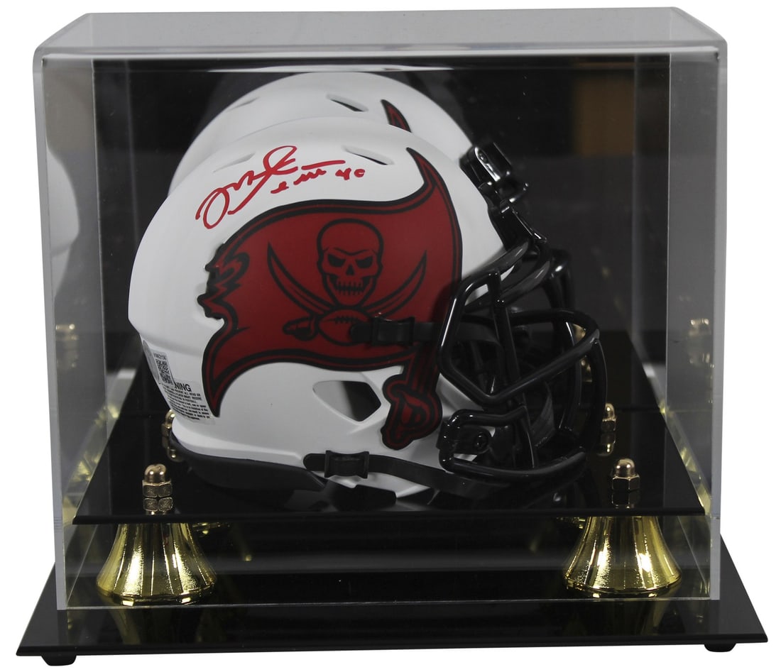Mike Alstott Signed Buccaneers Lunar Speed Mini Helmet Beckett Display Case (1 of 3)