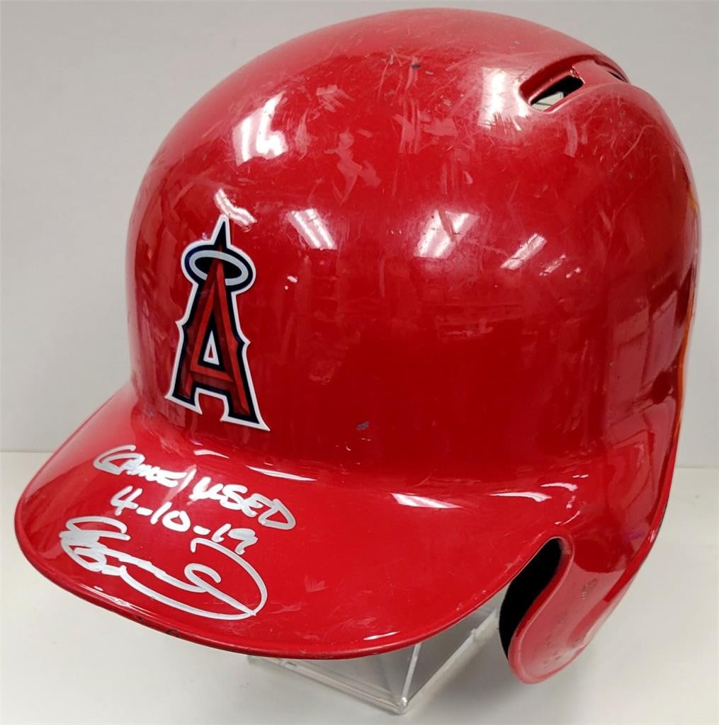 Taylor Ward Autographed Game Used Batting Helmet 2019 MLB BAS (1 of 5)