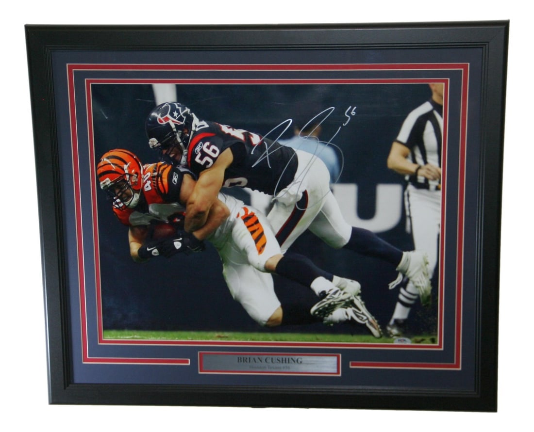Framed 20x16 Houston Texans Photo Signed by Brian Cushing PSA Authenticated (1 of 4)