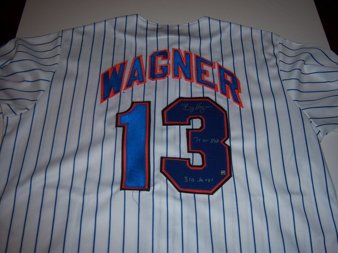 Billy Wagner Signed Majestic Baseball Jersey MLB Mets Braves 7-Time All-Star: Billy Wagner Signed Majestic Baseball Jersey MLB Mets Braves 7-Time All-Star This is an official Majestic baseball jersey signed by Billy Wagner. The jersey is original and features both MLB and holog