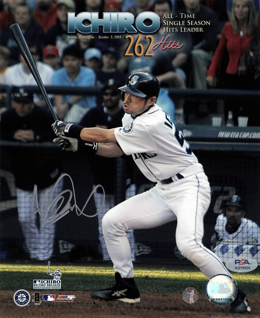 Ichiro Suzuki Signed 8x10 Photo Seattle Mariners PSA/DNA Authentic: Ichiro Suzuki Signed 8x10 Photo Seattle Mariners PSA/DNA Authentic This professionally printed 8x10 photograph features the autograph of Ichiro Suzuki, a renowned baseball player from the Seattle Mari