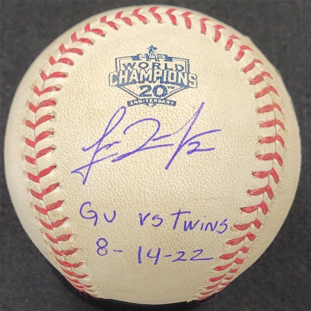 Luis Rengifo Signed Game Used Baseball Twins 8-14-22 BAS: Luis Rengifo Signed Game Used Baseball Twins 8-14-22 BAS This is an original game-used MLB baseball signed by Luis Rengifo, commemorating the match against the Minnesota Twins on August 14, 2022. The 