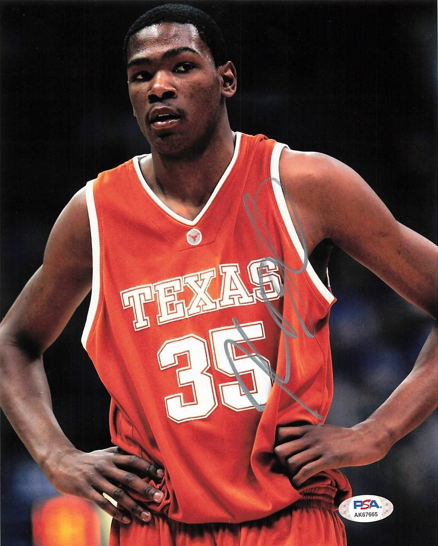 Autographed Kevin Durant Texas Longhorns 8x10 Photo PSA DNA Authenticated: Autographed Kevin Durant Texas Longhorns 8x10 Photo PSA DNA Authenticated This professionally printed 8x10 photograph features the autograph of Kevin Durant during his time with the Texas Longhorns. T