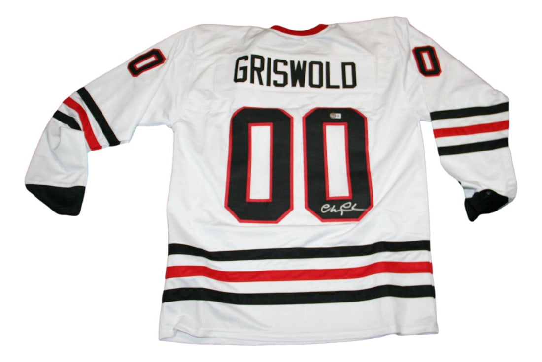 Chevy Chase Signed Clark Griswold Hockey Jersey Beckett Authenticated: Chevy Chase Signed Clark Griswold Hockey Jersey Beckett Authenticated Celebrate the holiday spirit with this authentic signed hockey jersey from the iconic movie, National Lampoon's Christmas Vacation