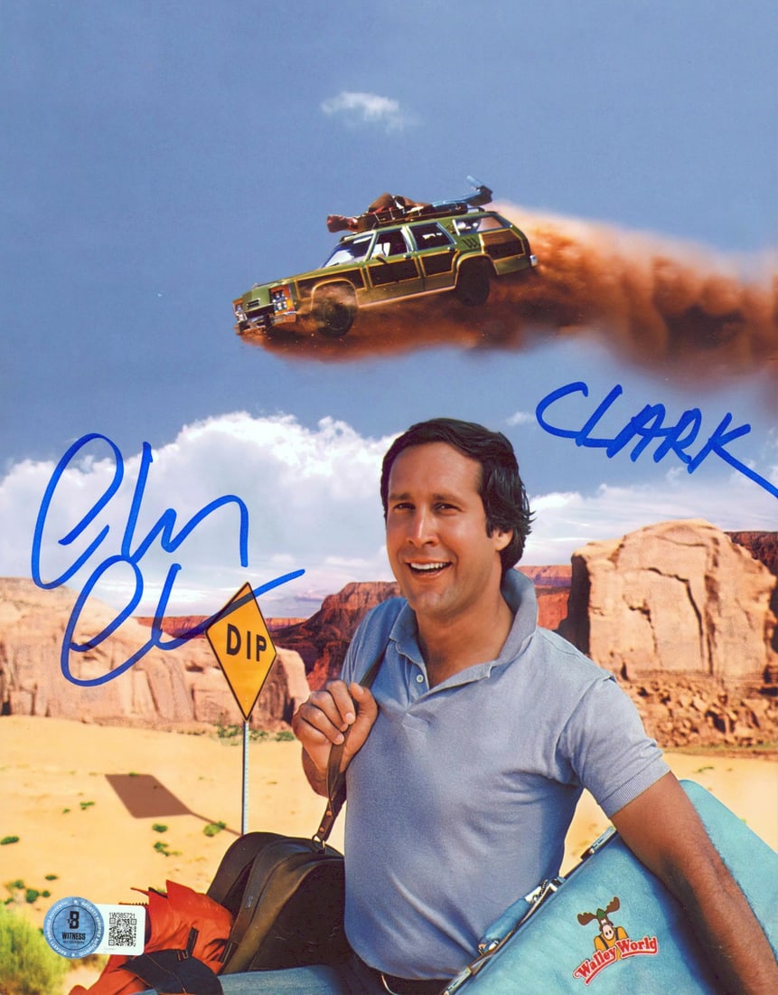 Chevy Chase Signed 8x10 Photo as Clark National Lampoon's Vacation BAS Authenticated: Chevy Chase Signed 8x10 Photo as Clark National Lampoon's Vacation BAS Authenticated Capture a piece of cinematic history with this authentic signed 8x10 photograph featuring Chevy Chase as "Clark" fr