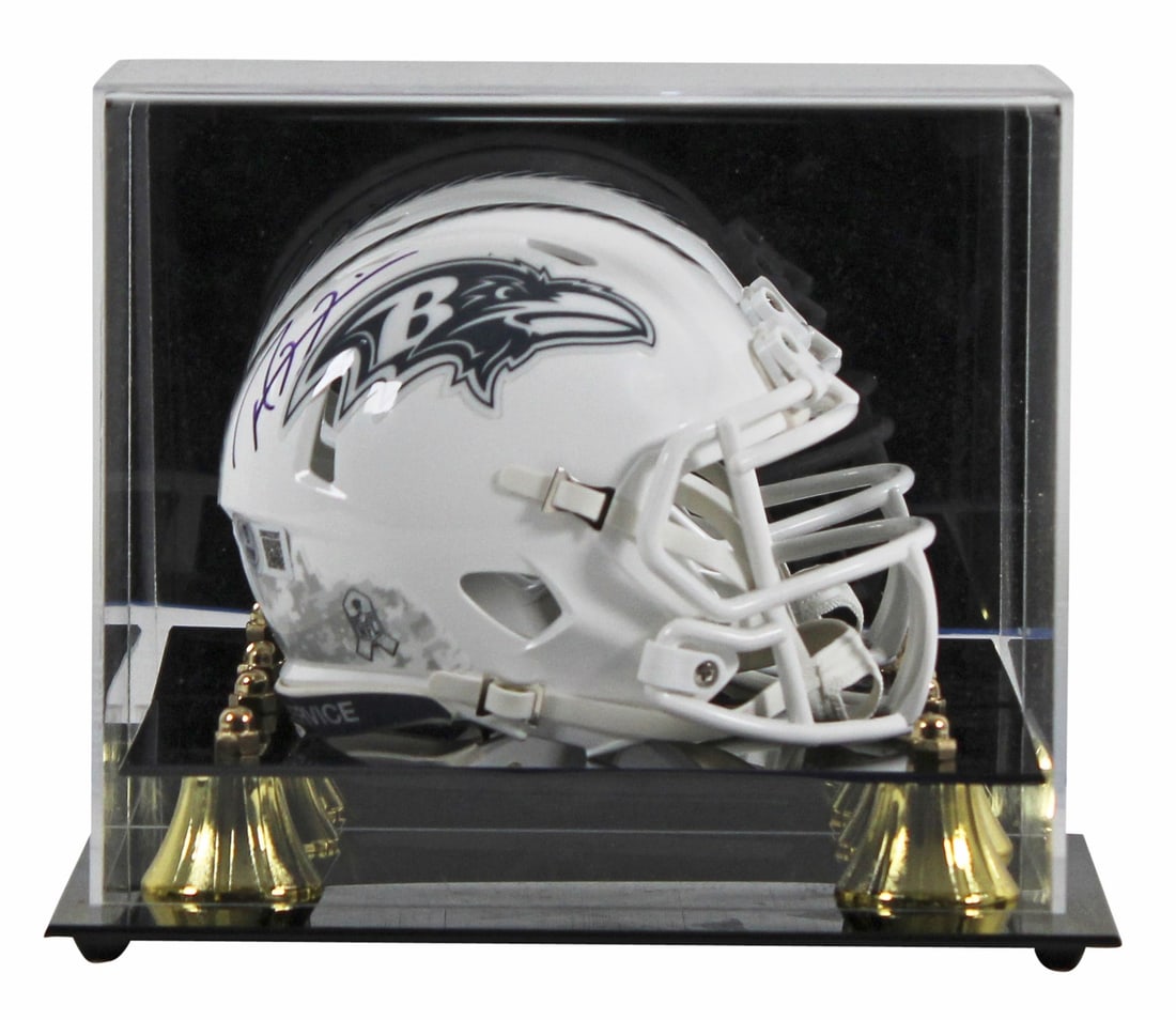 Ray Lewis Signed Baltimore Ravens Salute To Service III Mini Helmet with Display Case BAS (1 of 3)