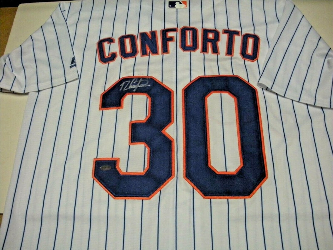 Signed Majestic Jersey Michael Conforto New York Mets With COA: Signed Majestic Jersey Michael Conforto New York Mets With COA This is an official licensed Majestic New York Mets jersey signed by Michael Conforto. The jersey is an original item from Major League B
