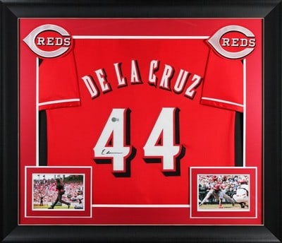 Elly De La Cruz Signed Framed Jersey Cincinnati Reds BAS Authenticated: Elly De La Cruz Signed Framed Jersey Cincinnati Reds BAS Authenticated Celebrate your love for baseball with this authentic signed red pro style framed jersey of Elly De La Cruz, a standout player for