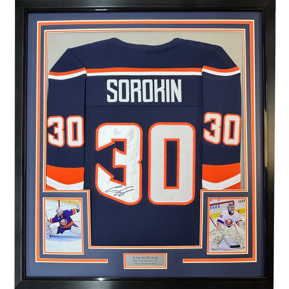 Framed Ilya Sorokin Autographed New York Islanders Retro Jersey JSA COA: Framed Ilya Sorokin Autographed New York Islanders Retro Jersey JSA COA Celebrate your love for the NHL and the New York Islanders with this professionally framed autographed jersey of Ilya Sorokin. T