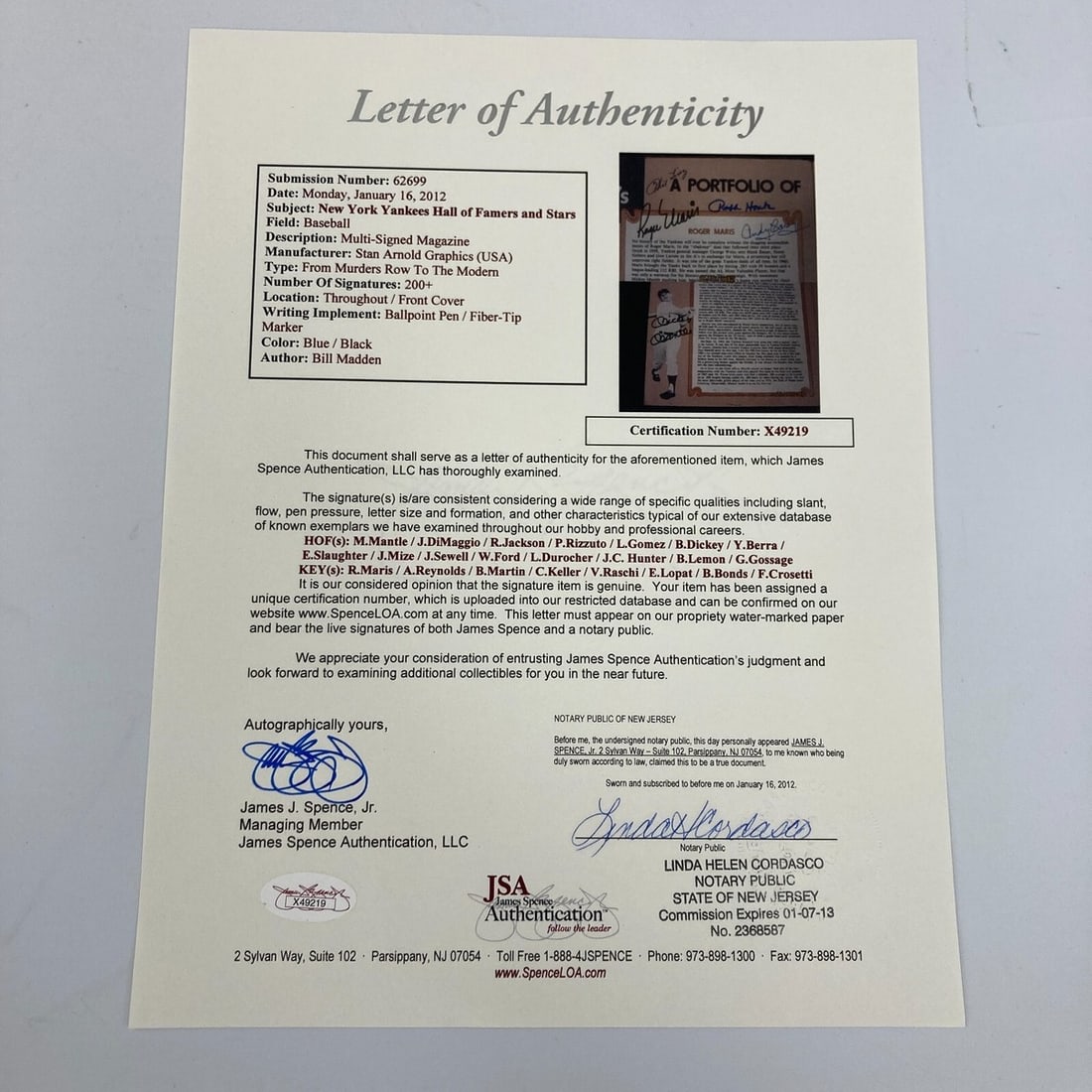 JSA authenticated Yankees program with 200 plus signatures - 3