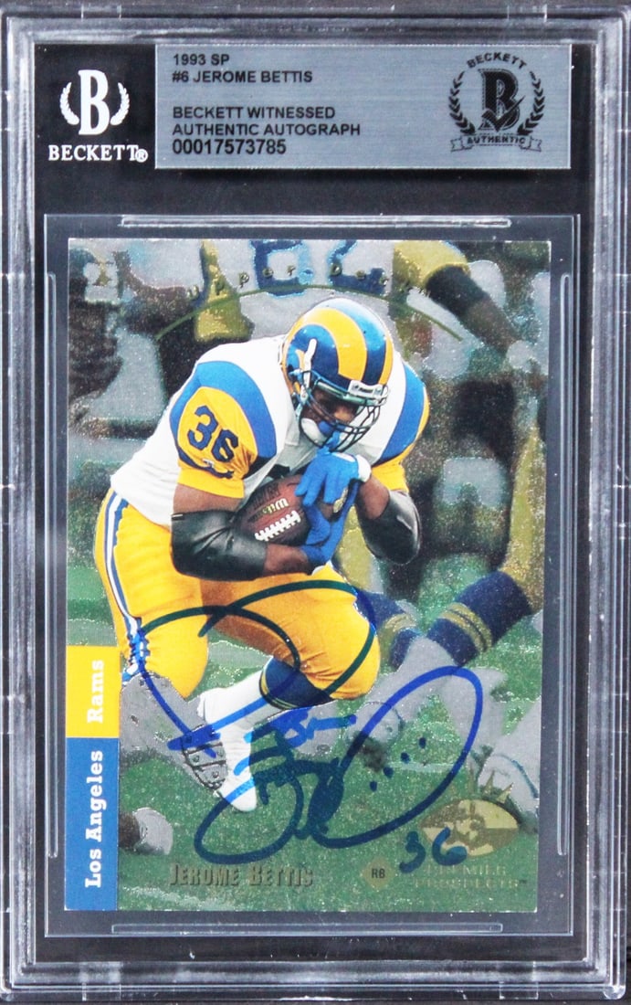 Jerome Bettis Signed 1993 SP Rookie Card Beckett Authenticated Slab (1 of 2)