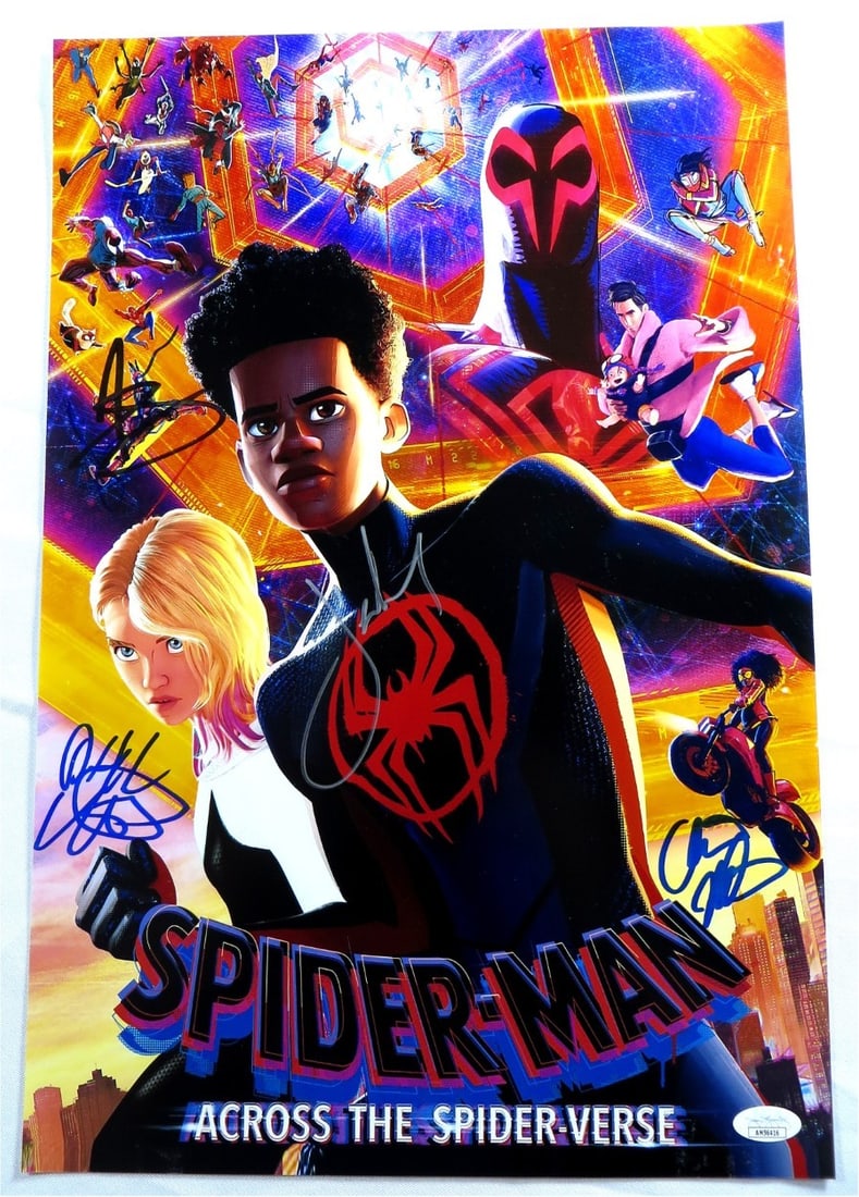 12x18 Photograph Signed by Five Spider-Man Across the Spider-Verse Cast JSA Authenticated (1 of 3)
