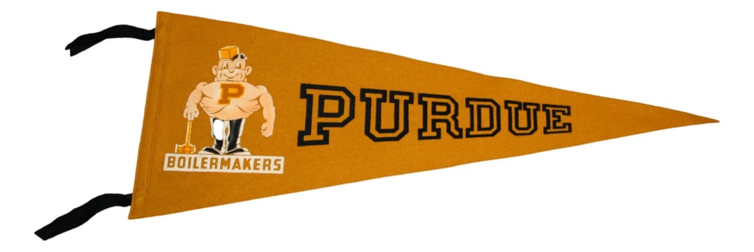 Vintage 1950's NCAA Purdue Boilermakers 29 Inch Pennant: Vintage 1950's NCAA Purdue Boilermakers 29 Inch Pennant Celebrate your love for college football with this authentic vintage 1950's Purdue Boilermakers pennant, measuring 29 inches. This officially li