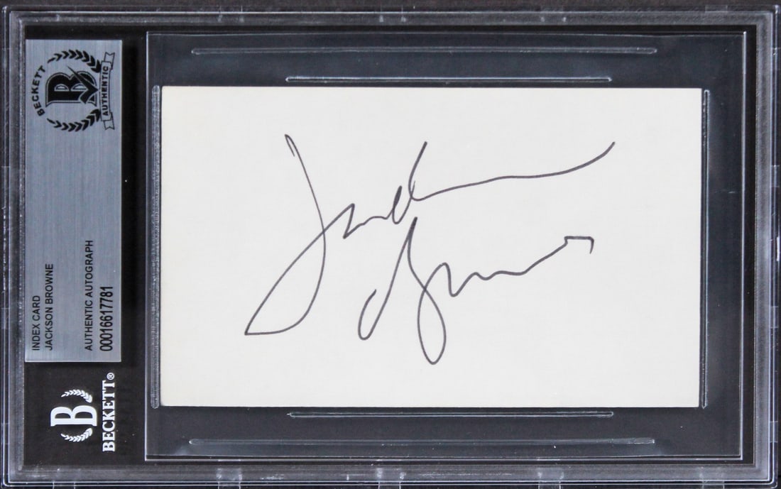 Jackson Browne Signed 3x5 Index Card Authenticated by Beckett (1 of 2)