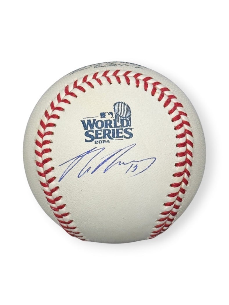 2024 World Series Baseball Signed by Max Muncy Los Angeles Dodgers with MM Holo: 2024 World Series Baseball Signed by Max Muncy Los Angeles Dodgers with MM Holo This is a pre-owned 2024 World Series baseball autographed by Max Muncy of the Los Angeles Dodgers. The signature is aut