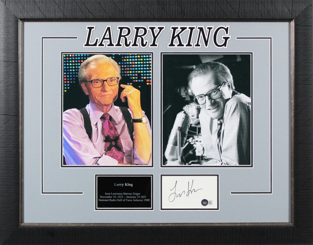 Larry King Signed 3x5 Index Card Framed Display with BAS Authentication (1 of 1)