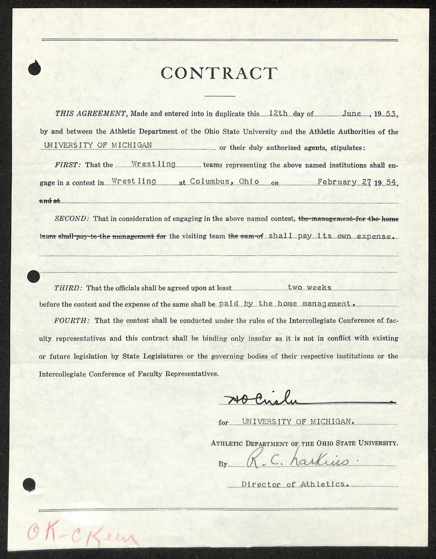 Fritz Crisler Signed Michigan Football Coach Contract With PSA Authentication: Fritz Crisler Signed Michigan Football Coach Contract With PSA Authentication This item is an original contract signed by Fritz Crisler, the Hall of Fame head coach of the University of Michigan footb