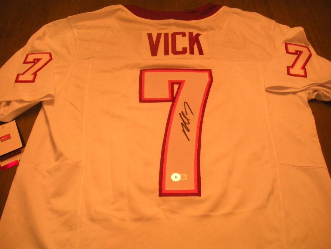 Signed Nike Jersey Michael Vick Virginia Tech With Beckett COA: Signed Nike Jersey Michael Vick Virginia Tech With Beckett COA This official licensed Nike jersey features the signature of Michael Vick, commemorating his time at Virginia Tech. The jersey is pre-own