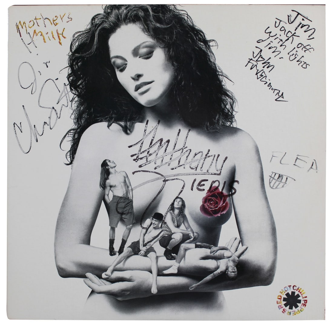 Red Hot Chili Peppers Signed Mother's Milk Album Cover BAS COA (1 of 6)