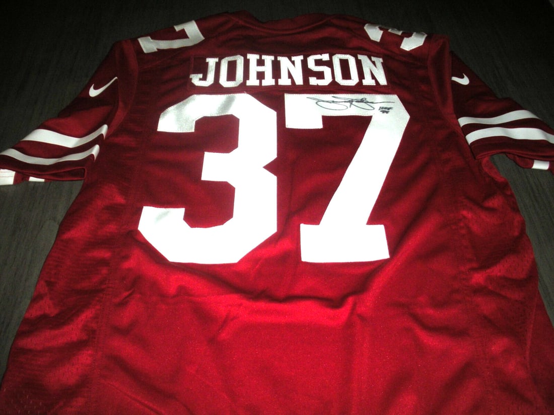 Nike San Francisco 49ers Jersey Signed by Jimmy Johnson with COA: Nike San Francisco 49ers Jersey Signed by Jimmy Johnson with COA This is an official licensed Nike jersey signed by Jimmy Johnson of the San Francisco 49ers. The jersey comes with a Certificate of Aut