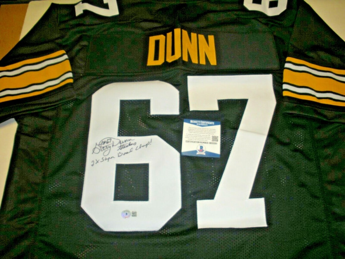 Signed Gary Dunn Football Jersey Pittsburgh Two-Time Super Bowl Champion Beckett COA (1 of 2)