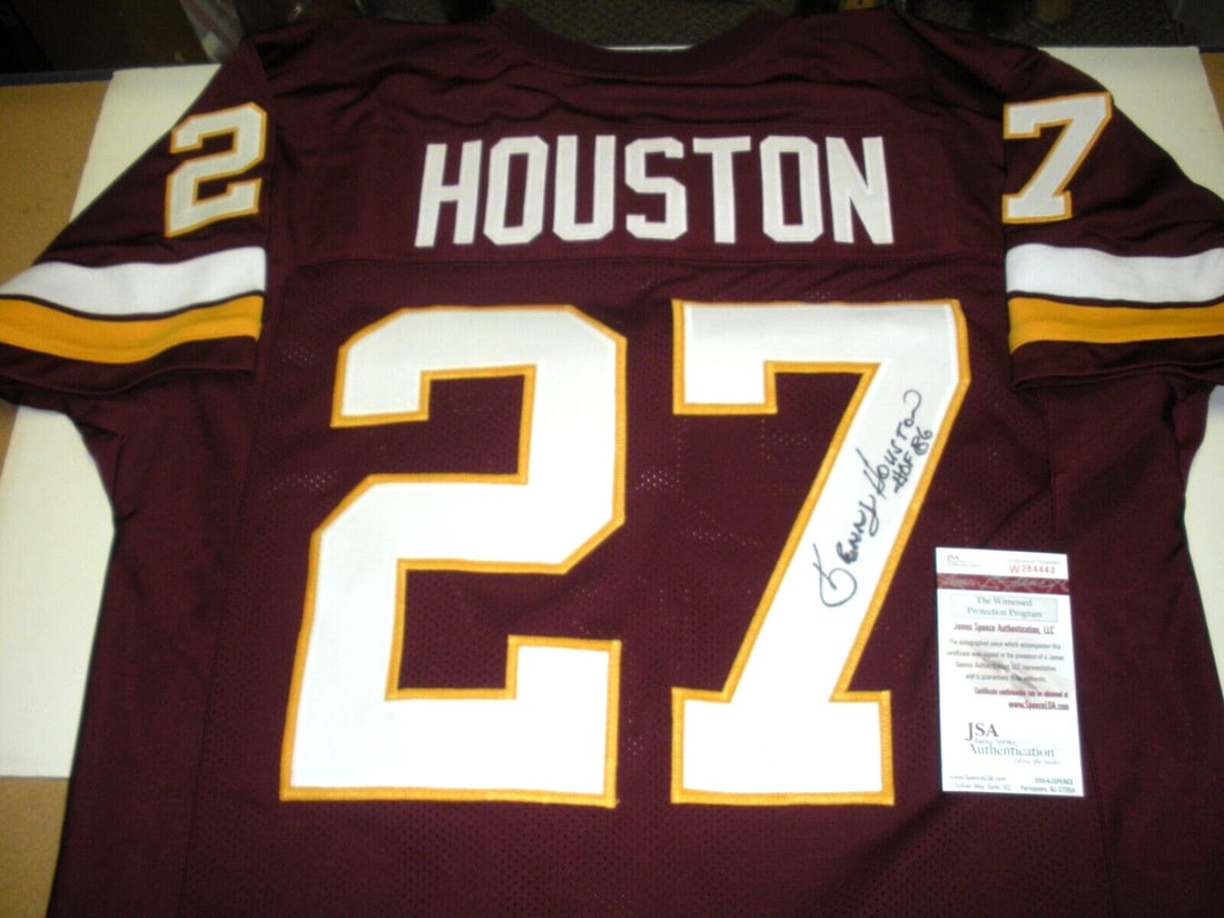 Signed Kenny Houston Washington Redskins Jersey with JSA COA Hall of Fame 1986: Signed Kenny Houston Washington Redskins Jersey with JSA COA Hall of Fame 1986 This is a pre-owned Washington Redskins jersey signed by Ken Houston, a Pro Football Hall of Fame inductee in 1986. The j