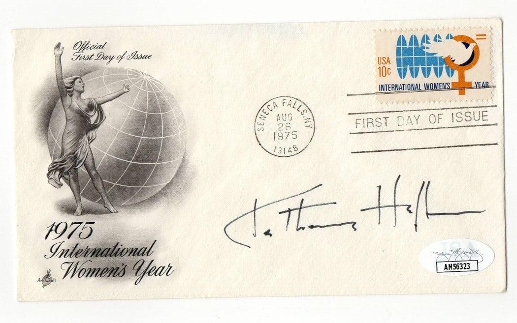 Autographed Katharine Hepburn First Day Cover With JSA Authentication: Autographed Katharine Hepburn First Day Cover With JSA Authentication This is an original First Day Cover autographed by Hollywood legend Katharine Hepburn. The autograph has been authenticated by Jam