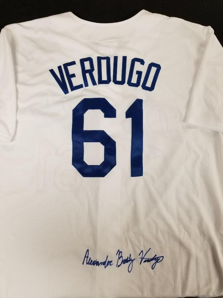 Signed Alex Verdugo Los Angeles Dodgers Jersey with Beckett BAS COA: Signed Alex Verdugo Los Angeles Dodgers Jersey with Beckett BAS COA This Los Angeles Dodgers jersey has been hand-signed with a full name autograph by Alex Verdugo. The item is authenticated by Becket