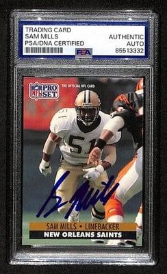 PSA DNA authenticated Sam Mills 1991 Pro Set football card #592 (1 of 3)