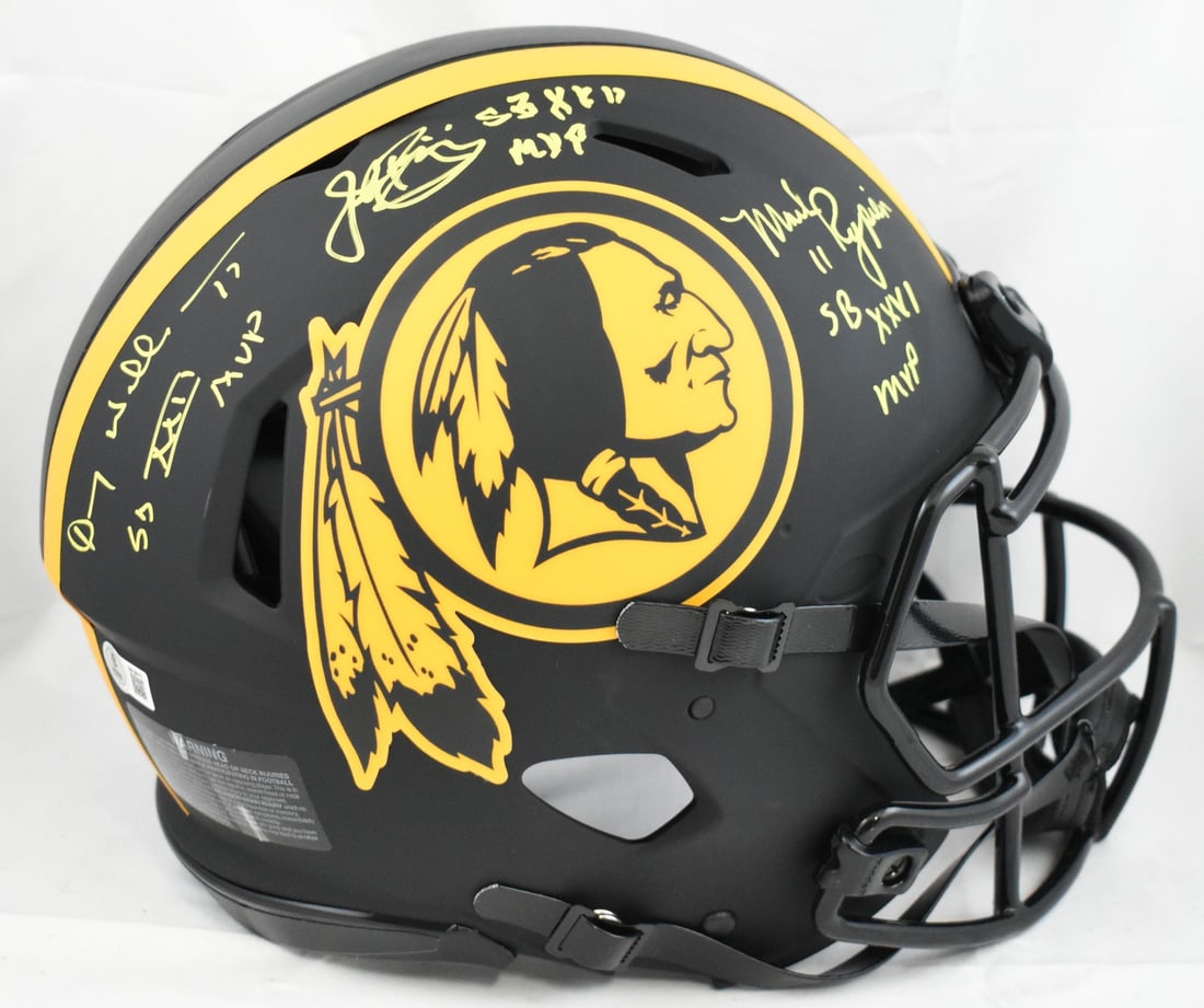 Washington Redskins F S Eclipse Speed Helmet Signed by Williams Riggins Rypien (1 of 6)