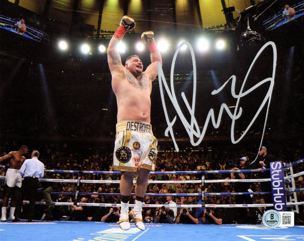 Andy Ruiz Jr. Autographed 8x10 Photo Post Fight Celebration Beckett Authenticated (1 of 2)