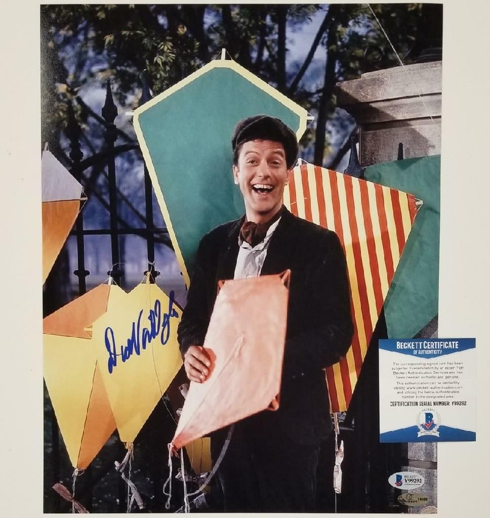 Dick Van Dyke Signed 11x14 Mary Poppins Photo Beckett Authenticated: Dick Van Dyke Signed 11x14 Mary Poppins Photo Beckett Authenticated This original 11x14 photograph from Mary Poppins is signed by Dick Van Dyke. The autograph has been authenticated by Beckett and the