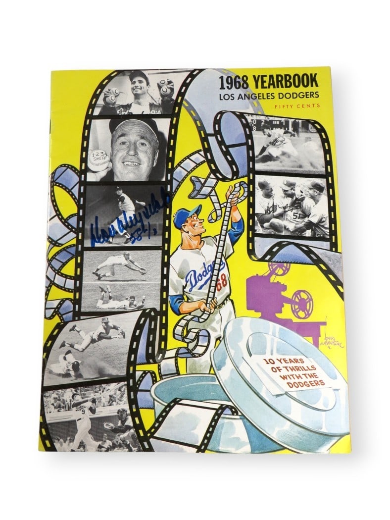 Don Drysdale Autographed 1968 Yearbook Dodgers JSA Certified: Don Drysdale Autographed 1968 Yearbook Dodgers JSA Certified This is an original 1968 yearbook featuring the legendary Don Drysdale, a renowned player for the Los Angeles Dodgers. The yearbook is auto