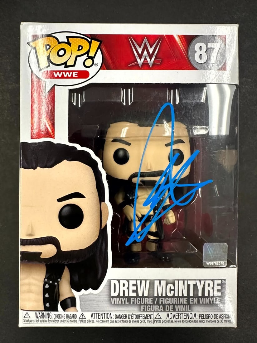 Drew McIntyre WWE Funko Pop 87 Signed with Beckett BAS Authentication: Drew McIntyre WWE Funko Pop 87 Signed with Beckett BAS Authentication This is a signed Funko Pop! figure of WWE superstar Drew McIntyre, authenticated by Beckett Authentication Services (BAS). As a un