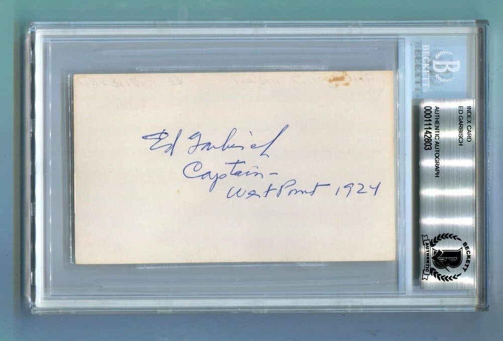 Ed Garbisch Army West Point Football Signed 3x5 Index Card Beckett Authenticated (1 of 2)