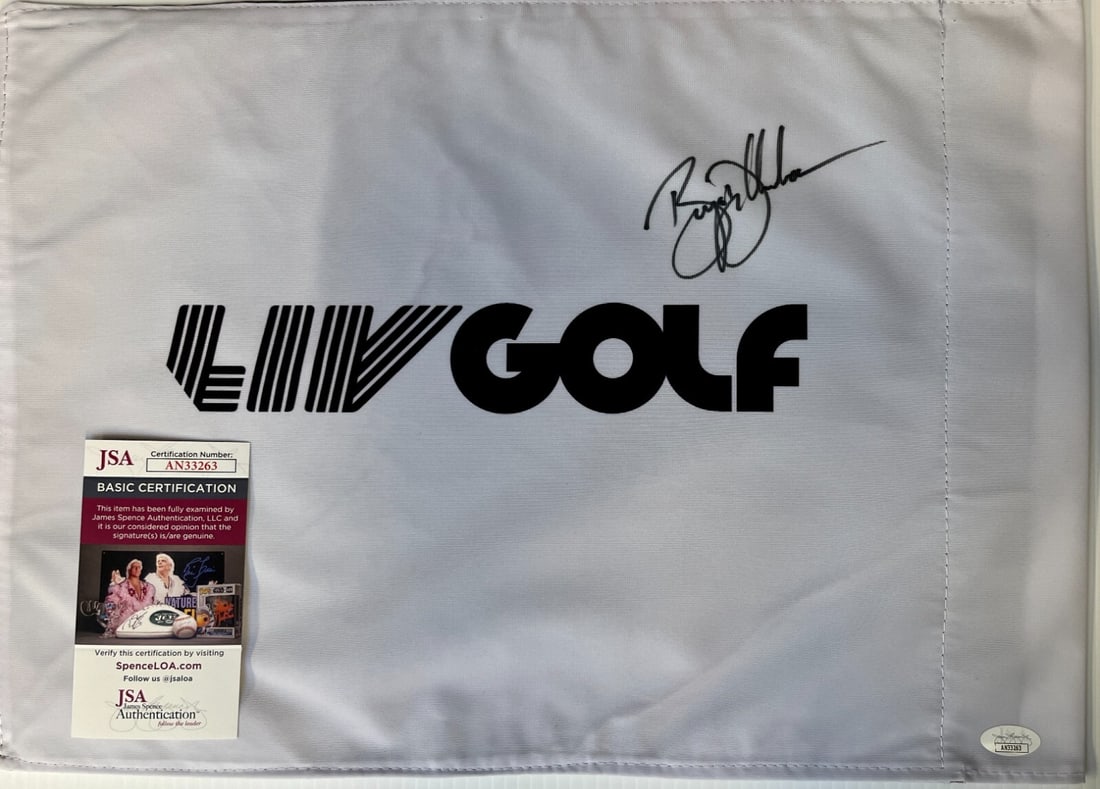 Bryson DeChambeau Signed LIV Golf #18 Pin Flag JSA Authenticated: Bryson DeChambeau Signed LIV Golf #18 Pin Flag JSA Authenticated This is an official LIV Golf #18 pin flag, beautifully signed by professional golfer Bryson DeChambeau. The autograph has been authenti