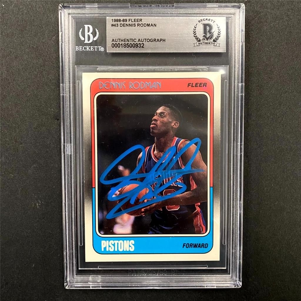 Dennis Rodman 1988-89 Fleer Rookie Card BAS Autograph (1 of 3)