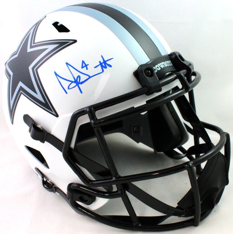 Dak Prescott Signed Dallas Cowboys Lunar Speed Helmet Beckett Authenticated (1 of 5)