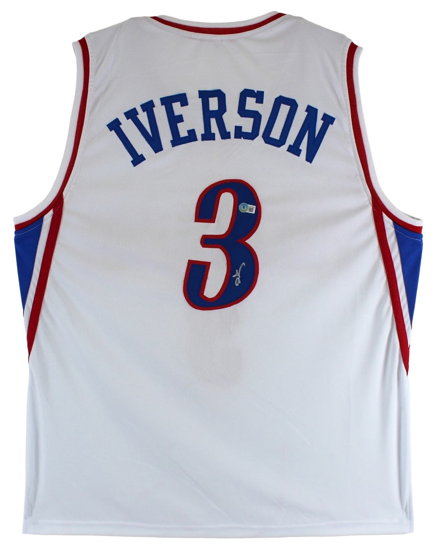 Allen Iverson Autographed White Jersey BAS Witnessed Philadelphia 76ers: Allen Iverson Autographed White Jersey BAS Witnessed Philadelphia 76ers This authentic white jersey, personally signed by basketball legend Allen Iverson, is a must-have for any Philadelphia 76ers fan
