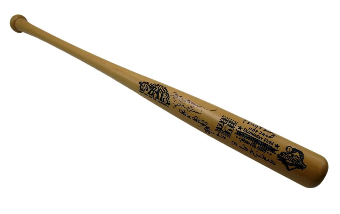 2011 Hall of Fame Classic Game Bat Signed by 6 with JSA Steiner COA: 2011 Hall of Fame Classic Game Bat Signed by 6 with JSA Steiner COA This is an authentic June 19, 2011 Hall of Fame Classic Game Cooperstown Bat signed by six legendary baseball players: Tony Perez, A