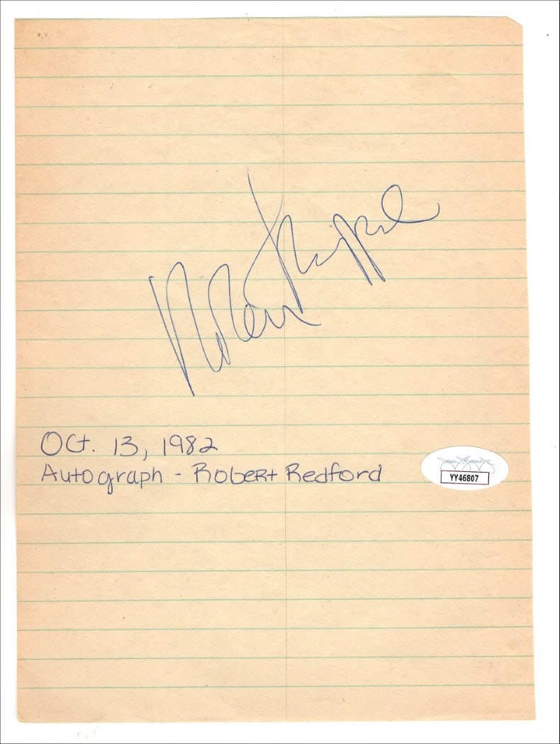 Robert Redford Authentic JSA Certified Autographed Cut Signature Hollywood Icon: Robert Redford Authentic JSA Certified Autographed Cut Signature Hollywood Icon This is an original cut signature autographed by Hollywood legend Robert Redford. The autograph is authenticated by Jame