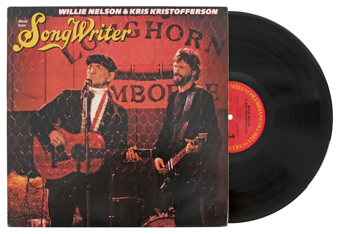 Willie Nelson Signed Songwriter Album Cover with Vinyl Beckett Authenticated: Willie Nelson Signed Songwriter Album Cover with Vinyl Beckett Authenticated This authentic autographed songwriter album cover, complete with vinyl, features the signature of country music legend Will