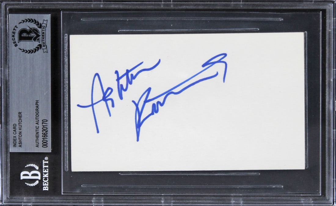 Ashton Kutcher Signed 3x5 Index Card That 70's Show Beckett Authenticated: Ashton Kutcher Signed 3x5 Index Card That 70's Show Beckett Authenticated This authentic autographed 3x5 index card has been personally signed by Ashton Kutcher, best known for his role in "That 70's 