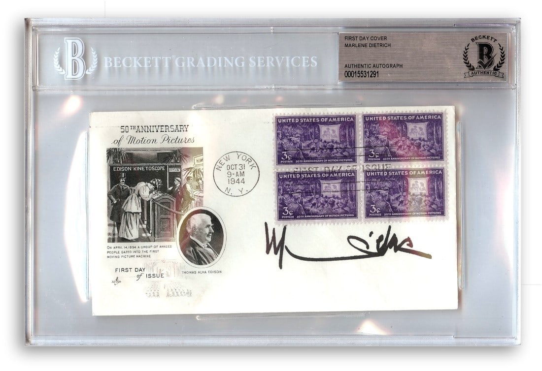 First Day Cover Signed by Marlene Dietrich Authenticated by Beckett (1 of 1)