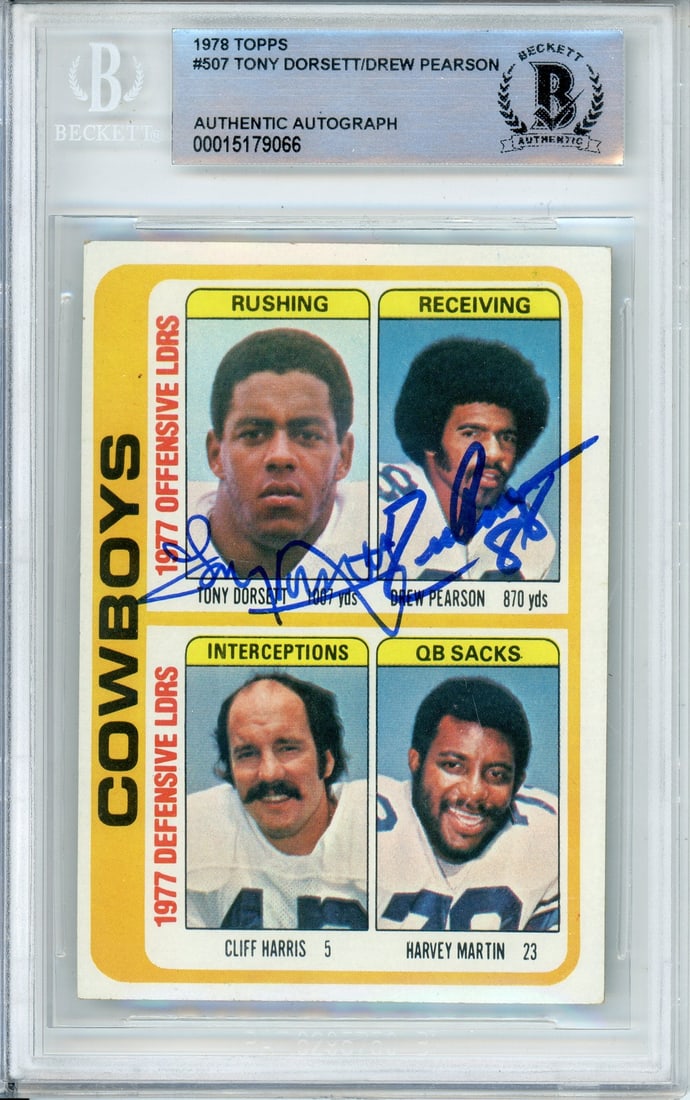 BAS Autographed 1978 Topps #507 Cowboys Rookie Checklist Tony Dorsett Drew Pearson (1 of 2)