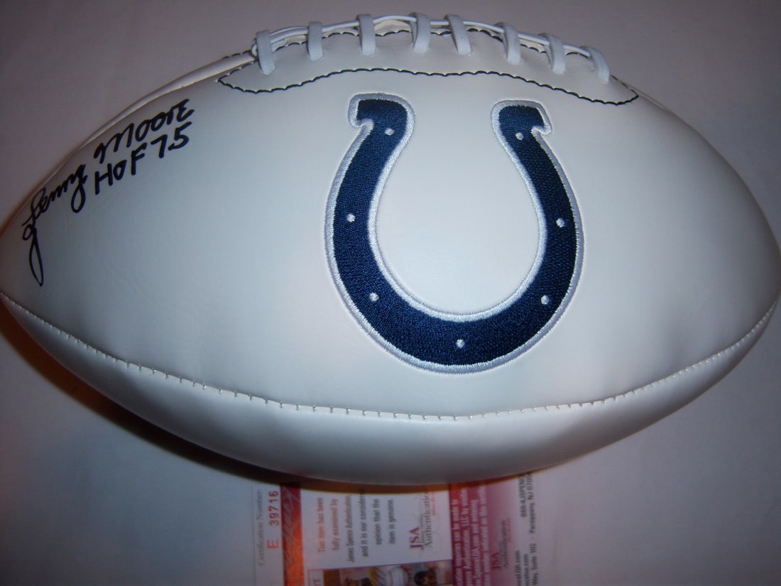Lenny Moore Autographed Football With JSA COA Penn State Colts (1 of 2)